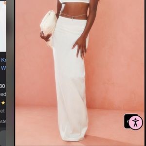 Cream Brushed Woven Ruched V Front Maxi Skirt